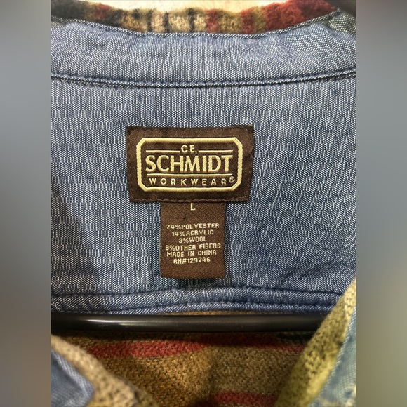 C.E. Schmidt Men's Workwear Shirt Chore Jacket Aztec Southwest Print Size L EUC - Picture 3 of 10